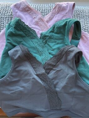 Lane Bryant Lace-Trim Bralettes in Pink, Green & Black 14/16